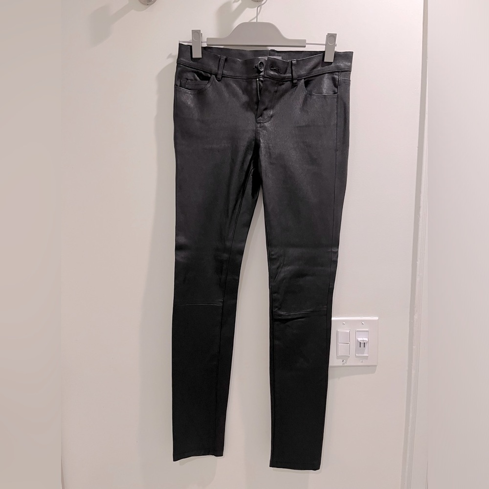 Vince black skinny ankle leather pants